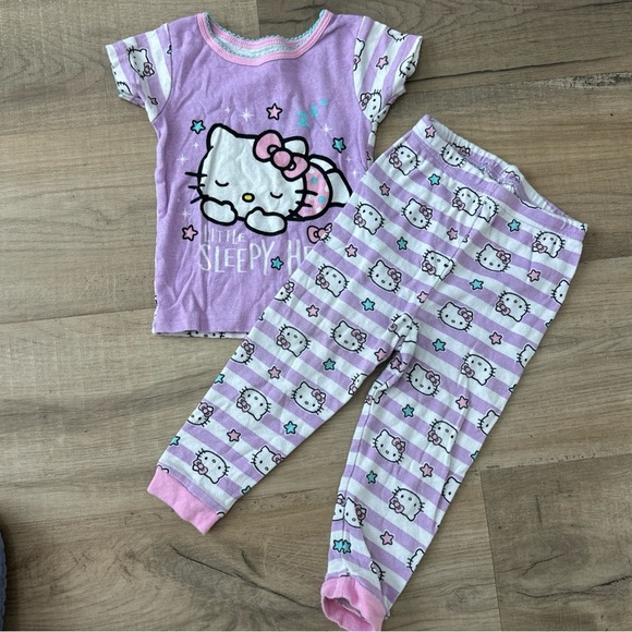 Hello Kitty Other - Sanrio Baby 2 Pc Purple Pink Stripe Little Sleepy Head Hello Kitty PJ Set 24 MO